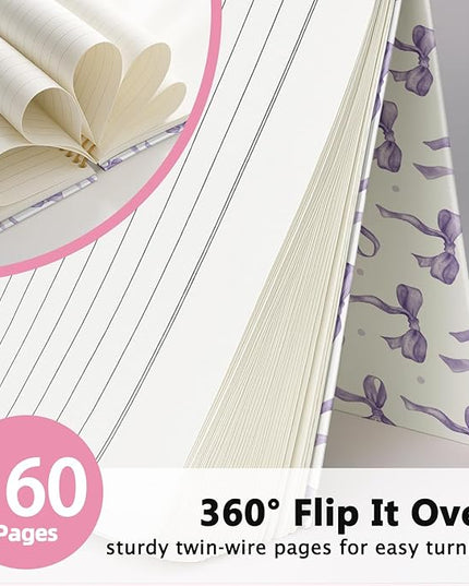 Coquette purple Bow Notebook Journal, Preppy Aesthetic Journal, Preppy Gifts for Women, purple Office Supplies, Hardcover Spiral Notebook 80 Sheets -160 Pages 5.5x8.3 Inch
