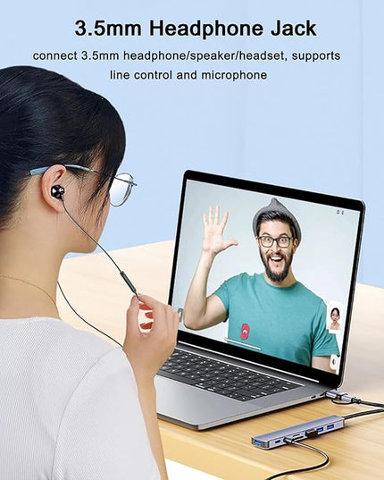 USB C Hub USB Hub 3.0 with SD/TF Card Reader, 3.5mm Headphone Aux Jack, 8-in-1 USB Splitter for MacBook Pro Air, XPS, Surface and More PC/Laptop/Tablet Devices