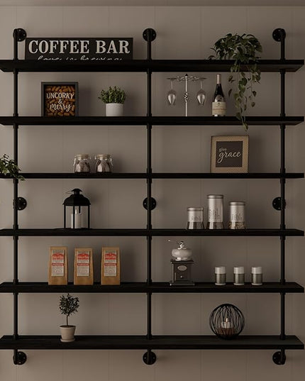 Floating Shelves for Wall Living Room Shelves Bookshelf Industrial Pipe Shelving Shelf Real Wood Planks 60 inch Rustic Wall Shelves Hanging Bookshelves Farmhouse Kitchen Bar Shelving