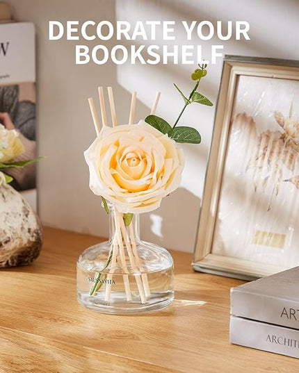 Reed Diffusers Set, 7.10 oz Vanilla Scented Diffuser with 7 Sticks, Long Lasting Home Fragrance for 120 Days, Perfect for Bathroom, Shelf Decor, Air Fresheners