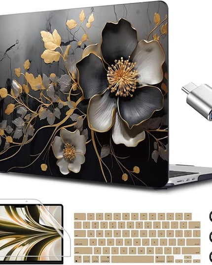 CISSOOK Compatible with MacBook Air 13.6 inch 2025 2024 2023 2022 Release M4 A3240 M3 A3113 A2681 M2, Floral Hard Shell Case Keyboard Skin Cover Screen Protector - Abstract Oil Painting