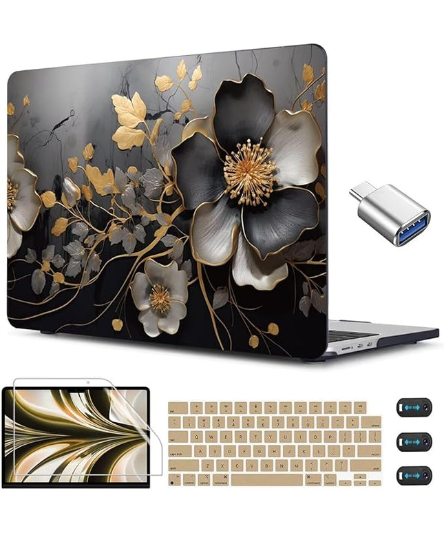 CISSOOK Compatible with MacBook Air 13.6 inch 2025 2024 2023 2022 Release M4 A3240 M3 A3113 A2681 M2, Floral Hard Shell Case Keyboard Skin Cover Screen Protector - Abstract Oil Painting