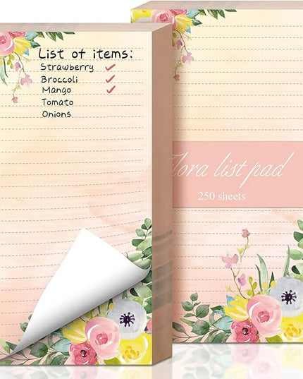 Perthlin 2 Pack 500 Sheets Floral Sticky Notes Cute Flower Note Pads Decorative Memo Pads to Do List Notepad 4.5 x 8 Inch Shopping Grocery List Notepads for Weekly Plan Home Office Supplies