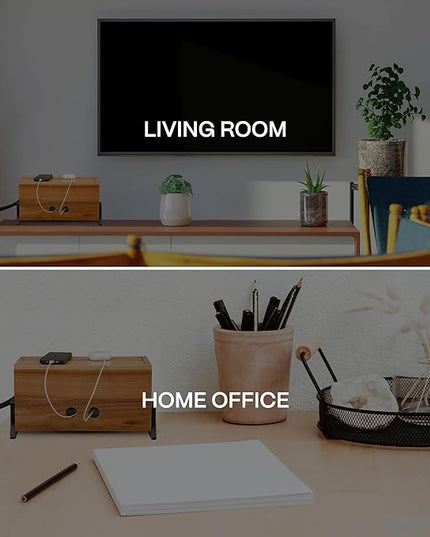 Extra Large Cable Management Box, Wood Cord Hider Box & Organizer for Power Strip, TV Wires & Desk Cable Storage