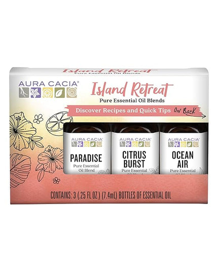 Aura Cacia Island Retreat Essential Oil Kit - Light Aroma, No Synthetic Fragrances