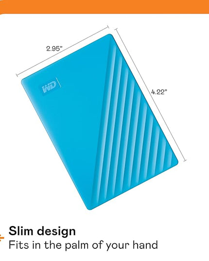 WD 2TB My Passport, Portable External Hard Drive, Blue, backup software with defense against ransomware, and password protection, USB 3.1/USB 3.0 compatible - WDBYVG0020BBL-WESN