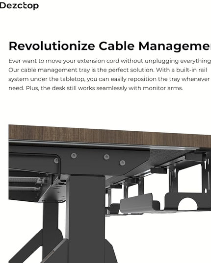 DEZCTOP Revon Elite Electric Standing Desk, 71" x 31.5" Large Work Surface, Height Adjustable (25.6"-51.2"), Sturdy Keel Frame, with Magnetic Modular System, Anti-Collision, Walnut for Home Office