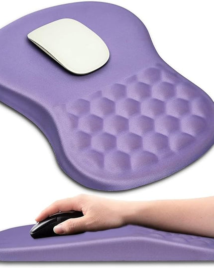 Hokafenle Ergonomic Mouse Pad Wrist Support with Massage Design, Wrist Rest Pain Relief Mousepad with Memory Foam&Non-Slip PU Base, Mouse Pads for Wireless Mouse & Desk (12x8 inch,Lavender)