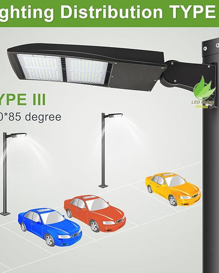 200W LED Parking Lot Light, 28000LM Dimmable LED Pole Light, Surge Protector, 600W MH Equivalent, 5000K, UL & DLC Listed, Direct Arm Mount, 100-277V Street Area Light