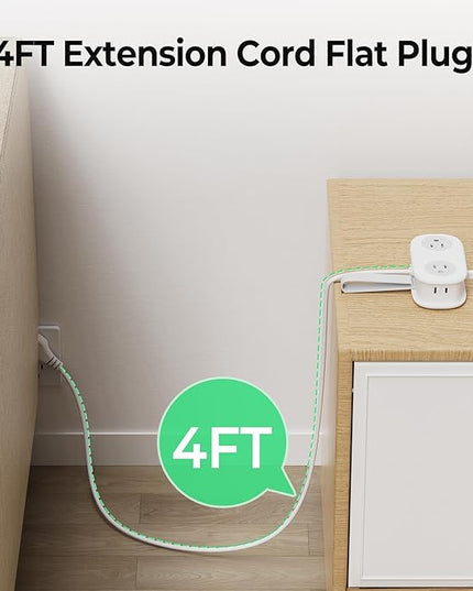 Travel Power Strip, ORICO 4 Outlets 3 USB Ports (1 USB C) with 4FT Wrapped Short Extension Cord, Compact Power Strip for Hotel Travel Essentials Cruise Approved-AP3