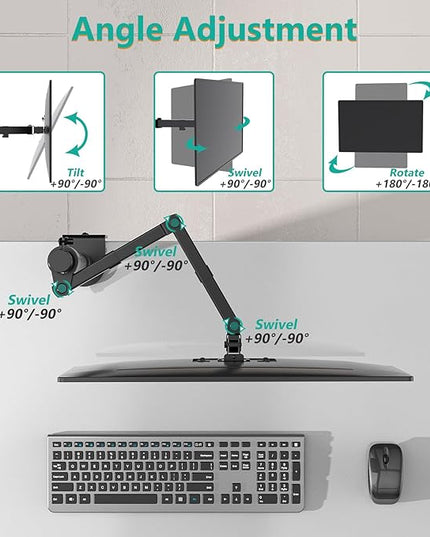 WALI Single Monitor Mount, Single Monitor Arm Desk Mount,Desk Monitors Stand, Holds Screen Up to 32inch, 22lbs, Adjustable Mount with C-CLAMP Designed for Home Office Application(M001), Black