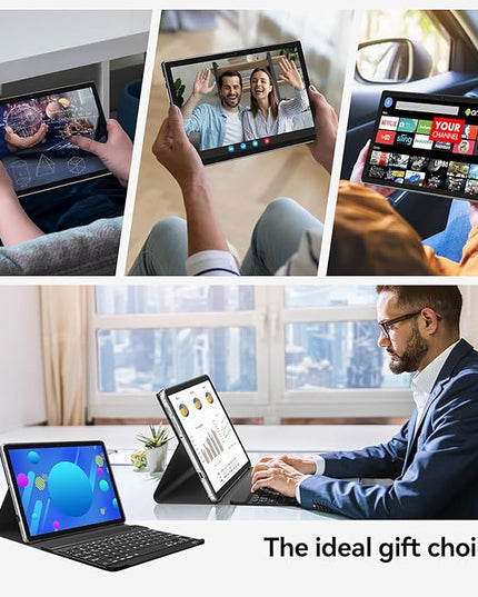 SUNTUNG Tablet, 2025 Latest 10 inch Android 14 Tablet, MTK8183 Octa-Core, 16GB 128GB 1TB Expansion, 2.4/5G WiFi, 21MP Camera, Gemini AI 2.0, Tablets with Keyboard, Mouse, Case etc