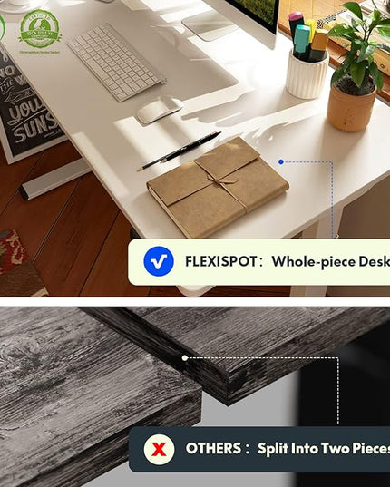 FLEXISPOT EN1 One-Piece Standing Desk with 1-Inch Thick Desktop, 48"x30" Electric Height Adjustable Desk for Home Office & Multi-Device Workstations, White(White Frame)