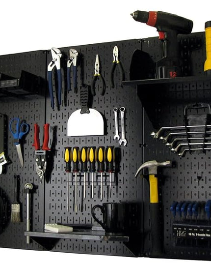 Wall Control Pegboard Organizer 4 ft. Metal Pegboard Standard Tool Storage Kit with Black Toolboard and Black Accessories