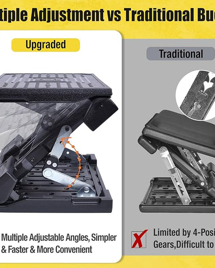 Foot Rest for Under Desk at Work Ergonomic Footrest with Adjustable Height and Angle, Foldable Foot Stool with Removable Pad Massage Beads for Office Gaming Chair Brown