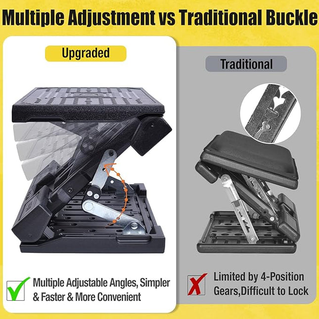 Foot Rest for Under Desk at Work Ergonomic Footrest with Adjustable Height and Angle, Foldable Foot Stool with Removable Pad Massage Beads for Office Gaming Chair Brown