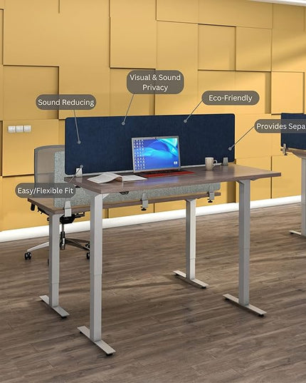 Sound Absorbing Privacy Shield - Desk Divider for Students and Office (Dark Blue, 23" W x 18'H)