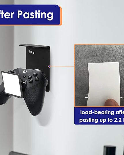 HC128 Headphone Holder Hanger for Desk, Include Adhesive Strips, Universal Headset Stand for PS4/PS5/Xbox/PC/Mac/Headphones Game Controller Hanger (Square)