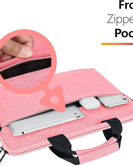 Laptop Case Shoulder Bag for 14 Inch MacBook Pro, 15 Inch Macbook A1707/A1990/A2941/A3114, 14-15 Inch Laptop Computer, Protective Polyester Computer Portable Bag Briefcase with Handle, Pink