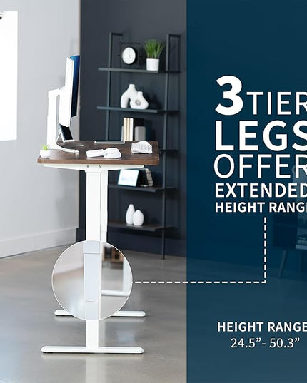 VIVO Electric 55 x 28 in Dual Motor Sit Stand Desk, Memory Height Adjustment, 2B Series, Rustic Vintage Brown Top White Frame, DESK-KIT-2W55N