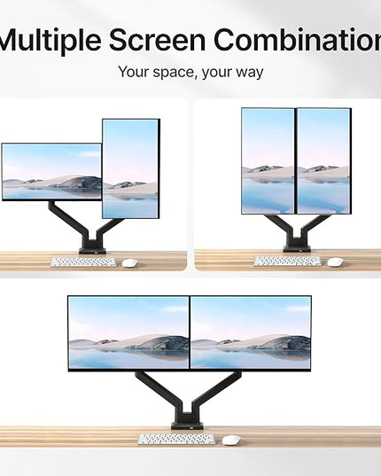 monTEK Dual Monitor Mount with USB Monitor Arms for 2 Monitors for 17 to 35 Inch Curved Screen Holds 35 Lbs Adjustable Heavy Duty Monitor Desk Mount Cable Management, VESA 75/100mm, MA1007UCBK-D