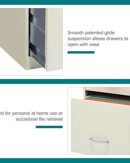 Space Solutions - 3 Drawer Fully Assembled Vertical Steel File Cabinet, Home & Small Office Use, Letter-Size, Locking, Pearl White