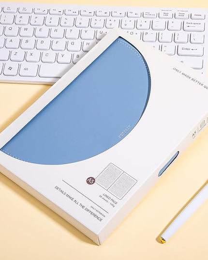 CAGIE Lined Journal for Women, 100GSM 192 Pages Leather Journals for Writing with Buckle Closure ,A5 Hardcover Diary Journaling Notebooks for Business Work School Note Taking 5.9"x8.59 (Serenity Blue)