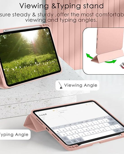 ZryXal iPad Pro 11 Inch Case (M5) 2025/ (M4) 2024 (Model: A2836/A2837/A3006), Trifold Stand Smart Cover with Pencil Holder and Soft TPU Back, Auto Wake/Sleep (Rose Gold)