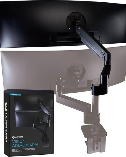 Heavy Duty Extension Arm [Accessory Only - Requires MA20P-S Single Monitor Arm for Use] Dual 49" Vertical Stacked Monitor Mount Height Adjustable - 100x100 VESA Mount, Black, MA20P-A