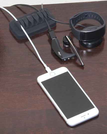 Heaviest Cable Organizer on The Market! Compact and Weighted Desktop Cord Holder and Cable Organizer, Eco-Friendly Silicone, No Bad Smell, Bundled with 4 Reusable Cable Ties! (Black)
