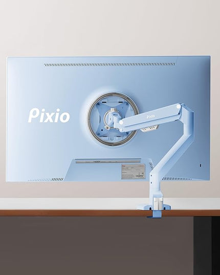 Pixio PS1S Wave Blue Single Monitor Arm Stand Desk Mount - Fits up to 32 inches Monitors and up to 19.8lbs. VESA Compatibility and Integrated Cable Management