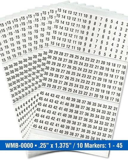 Premium Wire Marker Book for Cable Management, Vinyl-Coated, High-Tack Adhesive, Electric Panel Wire Label Stickers - 10 Pages Per Book