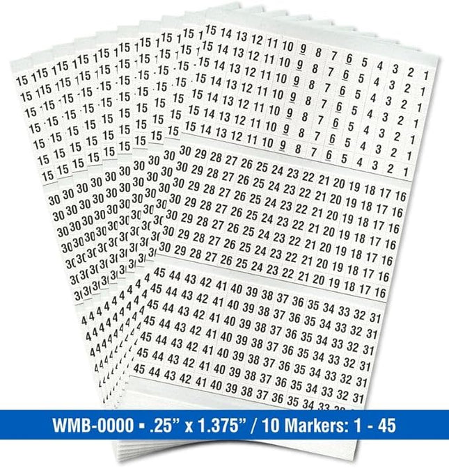 Premium Wire Marker Book for Cable Management, Vinyl-Coated, High-Tack Adhesive, Electric Panel Wire Label Stickers - 10 Pages Per Book