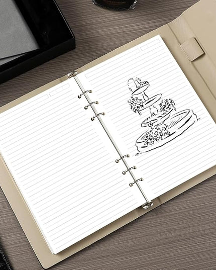 6 Hole Lined Paper Refills for A5 Ring Binder - 100 Sheets/200 Pages Loose Leaf Paper Line Refills for Filofax Planner, 100 gsm White Paper, 5.8" x 8.25"