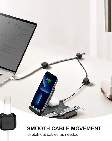48 Pack Magnetic Cable Clip Organizer Cord Holder, Picozon Adhesive Cable Management, Wire Phone USB Charger Cable Holder, Keeper Organizer for Office Home Desktop Table - Black