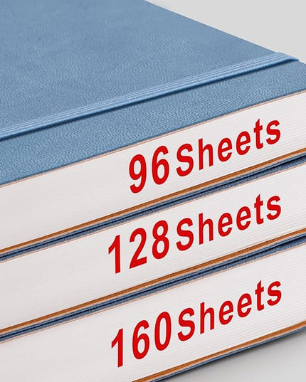 AHGXG Bullet Dotted Journal - 320 Pages Dot Grid Notebook B5 Large Journal, 100gsm Thick Dotted Paper, Leather Softcover, with Journal Stencils, Inner Pocket, 7.6'' X 10'' - GrayBlue