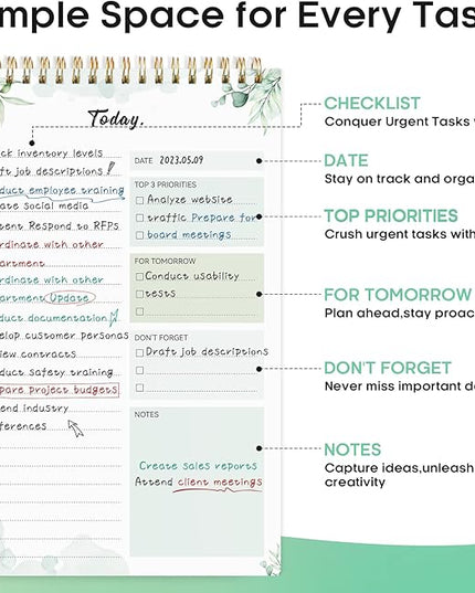 Taja To Do List Notepad - To Do List Notebook for Work with 52 Sheets, 9.8" x 6.5", Undated Daily Planner Perfect for Daily Tasks and Goal Setting, Notepad Suitable for Office, Home & School - Nature