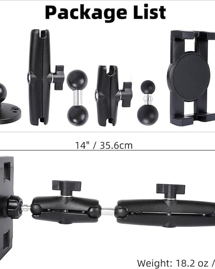 FPN Dashboard Mount Tablet Holder for Truck, Heavy Duty Drill Base with Aluminum Arm Tablet Mount for Car, Wall, Boat, Desk, Compatible with iPad Pro Air Mini, 4.7-12.9″ Tablets and Phones (PTM-28)