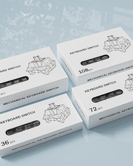 Crystal Blue Switch Mechanical Keyboard Replacement,3 Pin Clicky Accurate Typing Dustproof Transparent Gaming Keyboard Switches with 1 Kailh Box Clicky Switches(35+1Pcs)