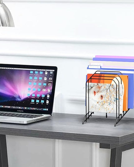 Incline Metal Desk Magazine Folder Holder, Sorter Desk File Organizer with 8-Section Vertical Compartments Rack File Organizer for Office, Home, School
