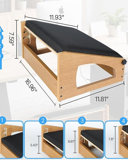 Ergonomic Foot Rest, 4 Adjustable Height Foot Stool,Footrest Under Desk， Flip Over Office Desk Foot Rest, Improving Posture, Promoting Blood Circulation（Natural）