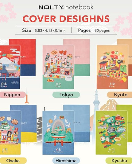NOLTY JAPAN NOTE, A6 Notebook Featuring Japanese Design, 3.5mm Dot Grid, 80 Pages, Kyushu, JP0106