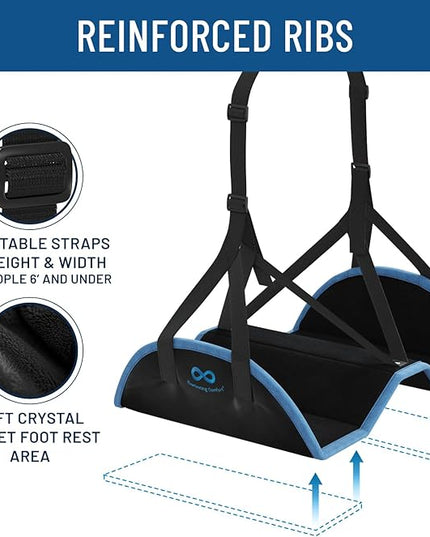 Everlasting Comfort Airplane Foot Hammock - Memory Foam Foot Rest for Plane Travel - Portable Foot Rest for Air Travel, Desk & Car - Airplane Essentials Foot Hammock for Plane Travel