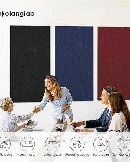 Olanglab Acoustic Panels 2 Pack, 48''x24'' Large Sound Panels, Fabric Wrapped Sound Proof Foam Panels for Walls, Sound Absorbing Panels for Recording Studio Acoustical Treatments (Navy)