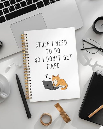 LIANGW Stuff I Need To Do So I Don't Get Fired Hardcover 160 Pages Spiral Notebooks,Funny Notebooks for Work,New Job Gift,Goodbye Gift for Coworker Leaving,Funny Gag Gift for Coworkers 5.5x8.3 Inch