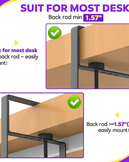 Large Under Desk Cable Management Tray, REFLYING 43.7" Cable Management Under Desk No Drill,Adjustable Clamp Cord Wire Organizer, Cord Hider for Standing Table, Wire Hider for Office,Home (Large)