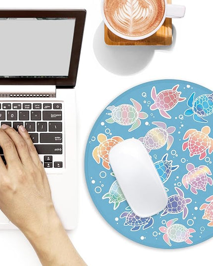 Sea Turtles Round Mouse Pad,Funny Small Mouse Pad with Non-Slip Rubber Base,Mouse Mat,Home Office Decor Desk Accessories,8.7inch Round Mouse Pad 3