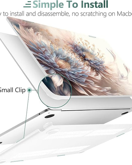 DONGKE for M4 MacBook Air 13.6 Inch Case 2025 2024 2023 2022 Model A3240 A3113 A2681 M3 M2 Chip, Plastic Hard Shell Case Cover with Touch ID for MacBook Air 13 Inch M4 - Beautiful Flower