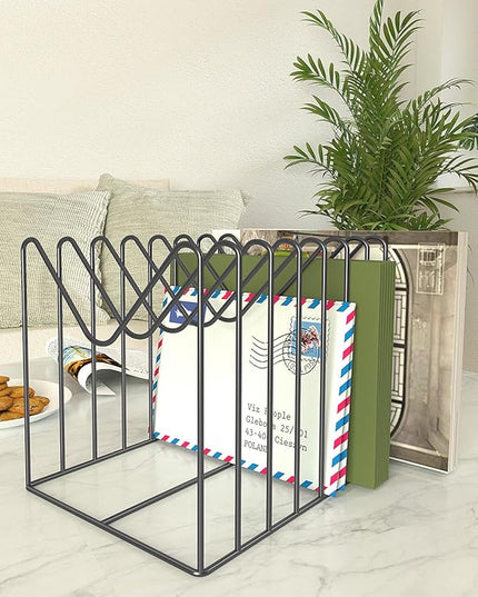 4 Sets File Organizer for Desk,File Sorter Organizer,File Folder Holder/Rack/Stand,Desktop Record/Clipboard Holder,8 Sections Storage,Anti-Scratch/Pilly/Rusty,Metal Stable Holder,Black