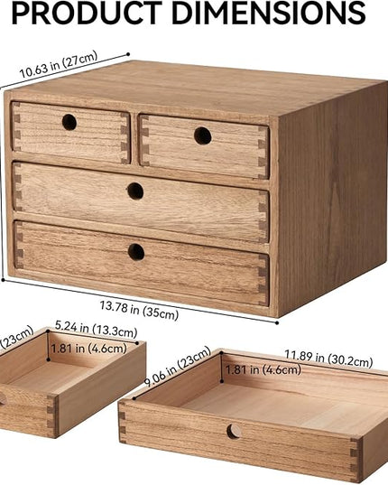 Kirigen Wood Desktop Storage Cabinet/Workspace Document Office necessity Organizer with 4 Drawers/Home,office Letter Mail Sorter with 3 levels/Hold Makeup Box (BR, 3-layer &4 drawers) Dark brown